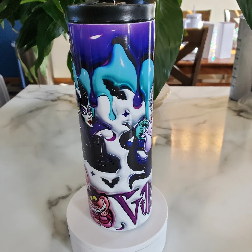 Disney Villains 3D Puffy Bubble 20oz Tumbler  with duo lids 🎉sale